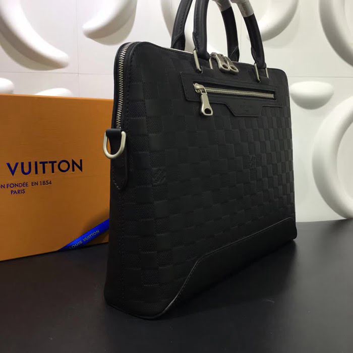路易威登LV頂級原單N41019 黑色Avenue Soft公事包Damier Infini格紋皮革 YDH1070